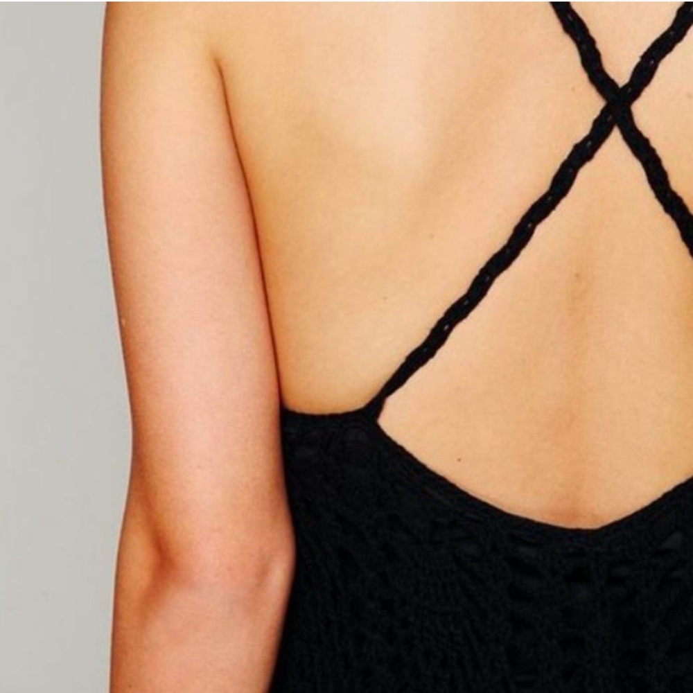 FREE PEOPLE RARE BLACK CROCHET BELLA DONNA DRESS - Picture 3 of 8